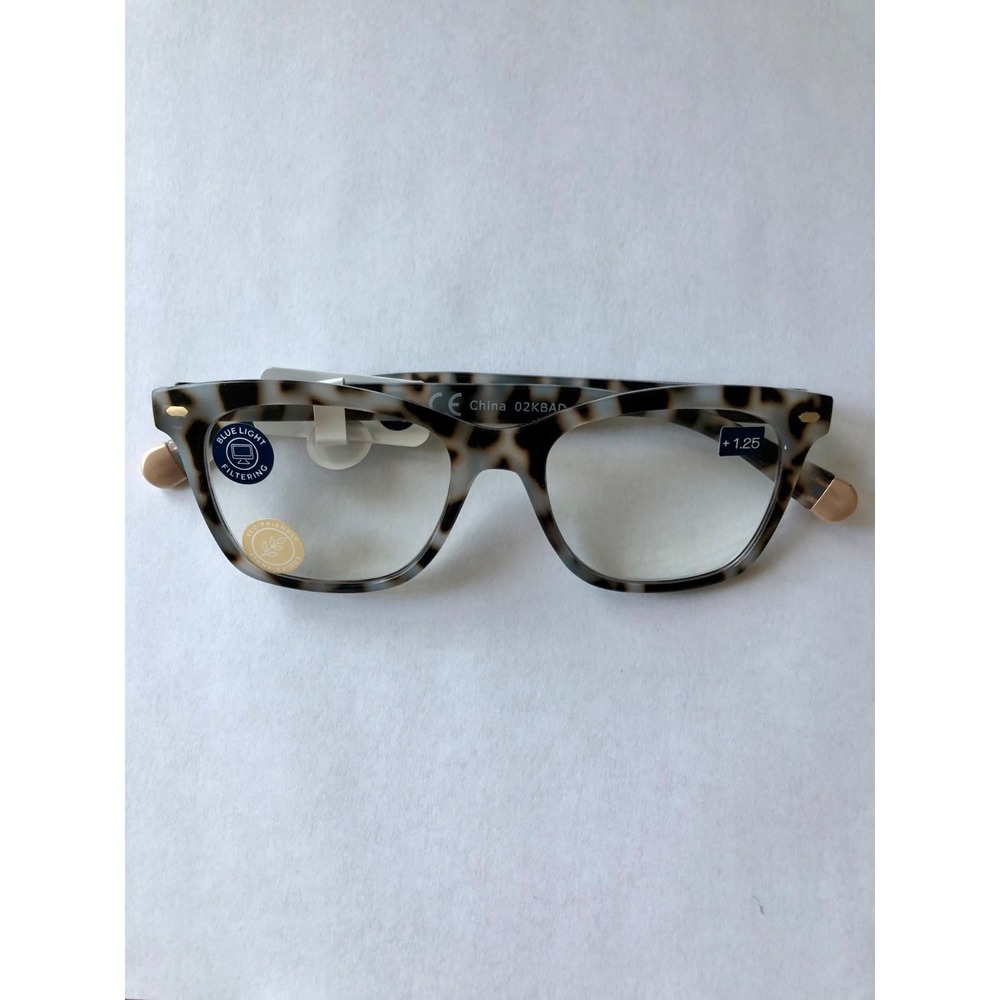 New‎ Poppy Gray Tortoise Peepers Blue Light Filtering Reading Glasses +1.25